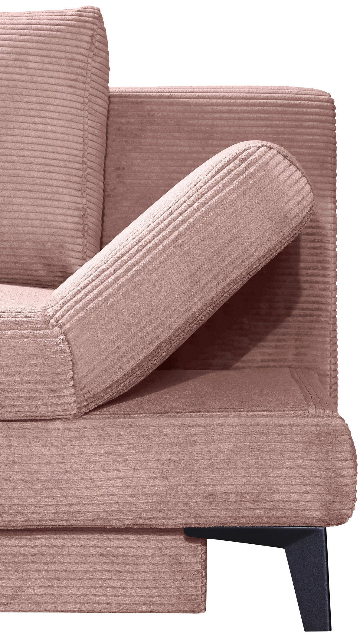 SCHLAFSOFA Cord Altrosa  inkl. Bettkasten, Schlaffunktion, Armteilverstellung  - Schwarz/Altrosa, Design, Textil/Metall (200/85/90cm) - Novel