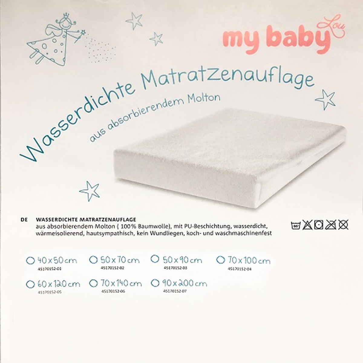 MATRACVÉDŐ 60/120 cm  - fehér, Basics, textil (60/120cm) - My Baby Lou