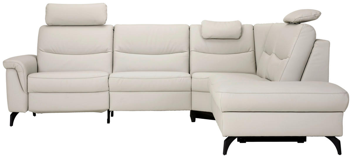 ECKSOFA in Echtleder Hellgrau  - Anthrazit/Hellgrau, Design, Leder/Metall (280/249cm) - Himolla Komfortklass