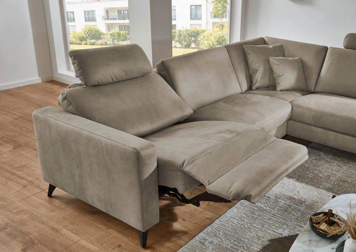 ECKSOFA Dieter Knoll Beigebraun Mikrofaser  - Beigebraun/Schwarz, Design, Textil/Metall (269/238cm) - Dieter Knoll