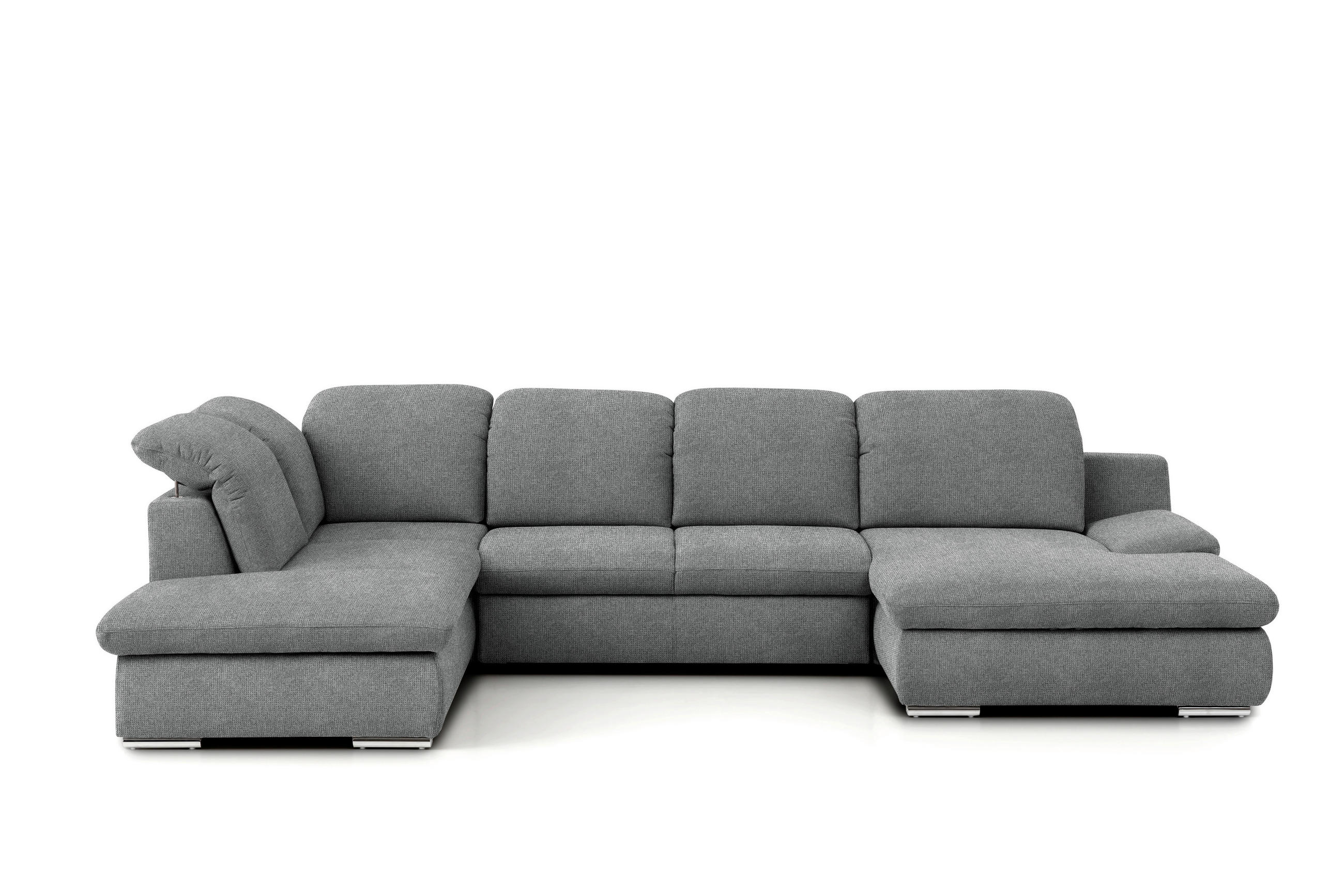 WOHNLANDSCHAFT Dunkelgrau Chenille - Chromfarben/Dunkelgrau, Design, Textil/Metall (212/353/165cm) - Livetastic