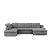 WOHNLANDSCHAFT Dunkelgrau Chenille  - Chromfarben/Dunkelgrau, Design, Textil/Metall (212/353/165cm) - Livetastic