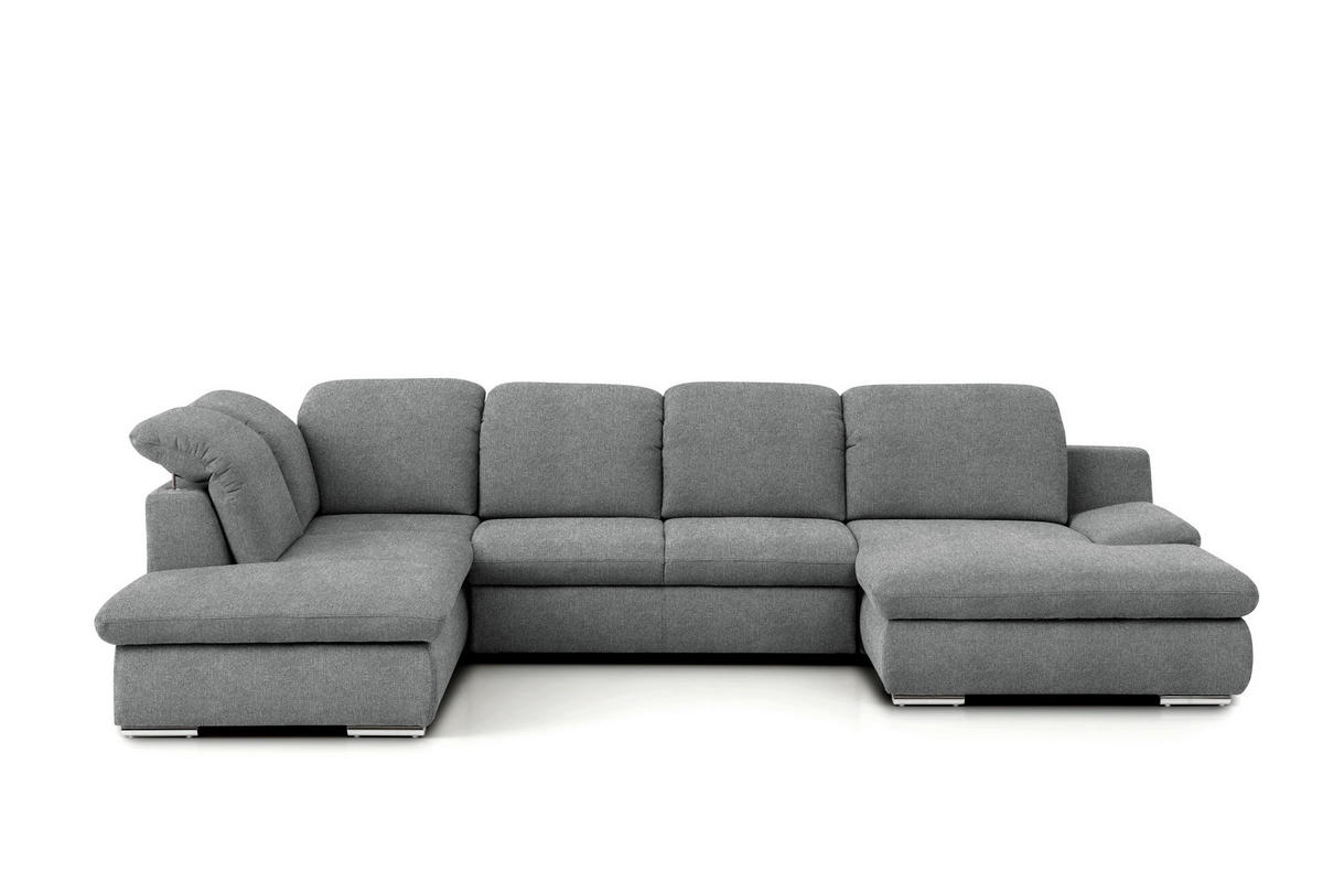 WOHNLANDSCHAFT Dunkelgrau Chenille  - Chromfarben/Dunkelgrau, Design, Textil/Metall (212/353/165cm) - Livetastic