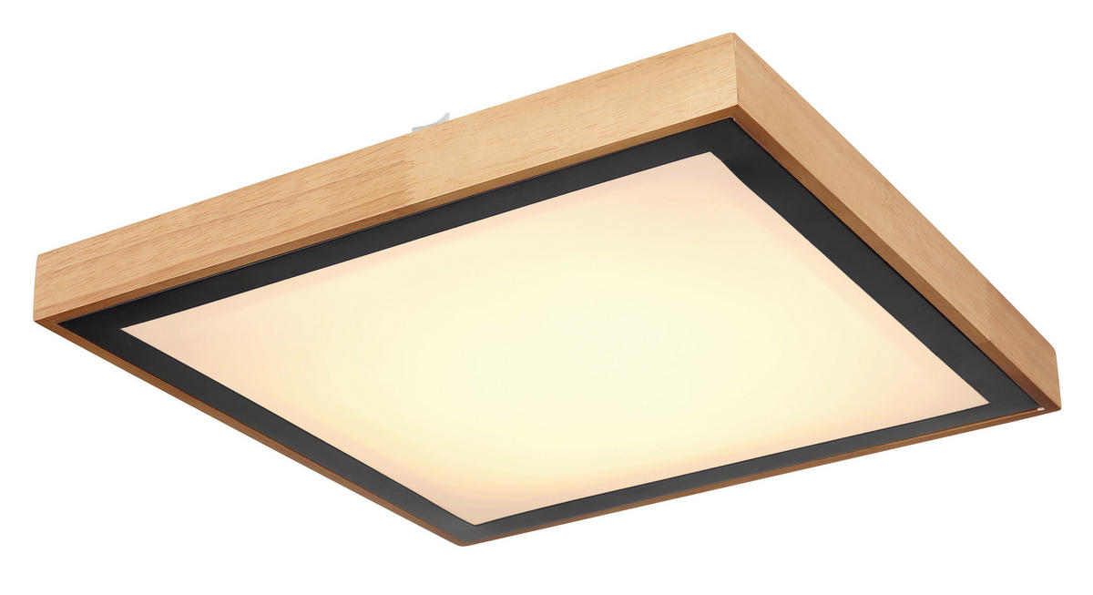 LED-DECKENLEUCHTE    39/39/9 cm  - Weiss/Schwarz, Natur, Holz/Kunststoff (39/39/9cm) - Globo
