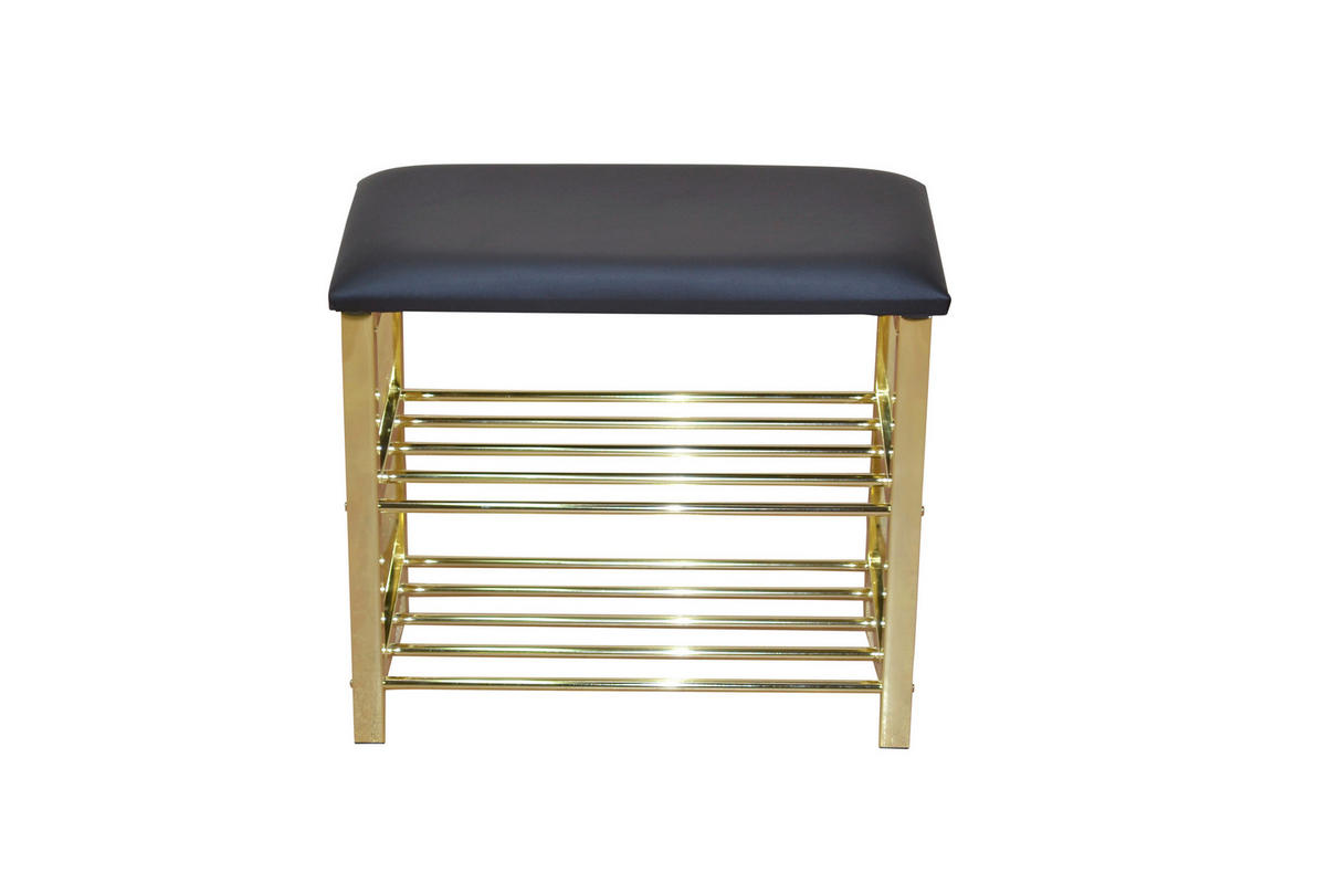 SCHUHBANK  in 57/50/30 cm  - Messingfarben/Schwarz, Design, Textil/Metall (57/50/30cm) - MID.YOU