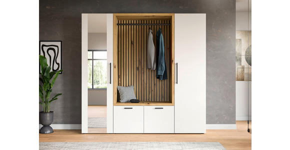 GARDEROBE in 216/200/47 cm - Weiß/Eiche Artisan, MODERN, Glas/Holzwerkstoff (216/200/47cm) - Voleo