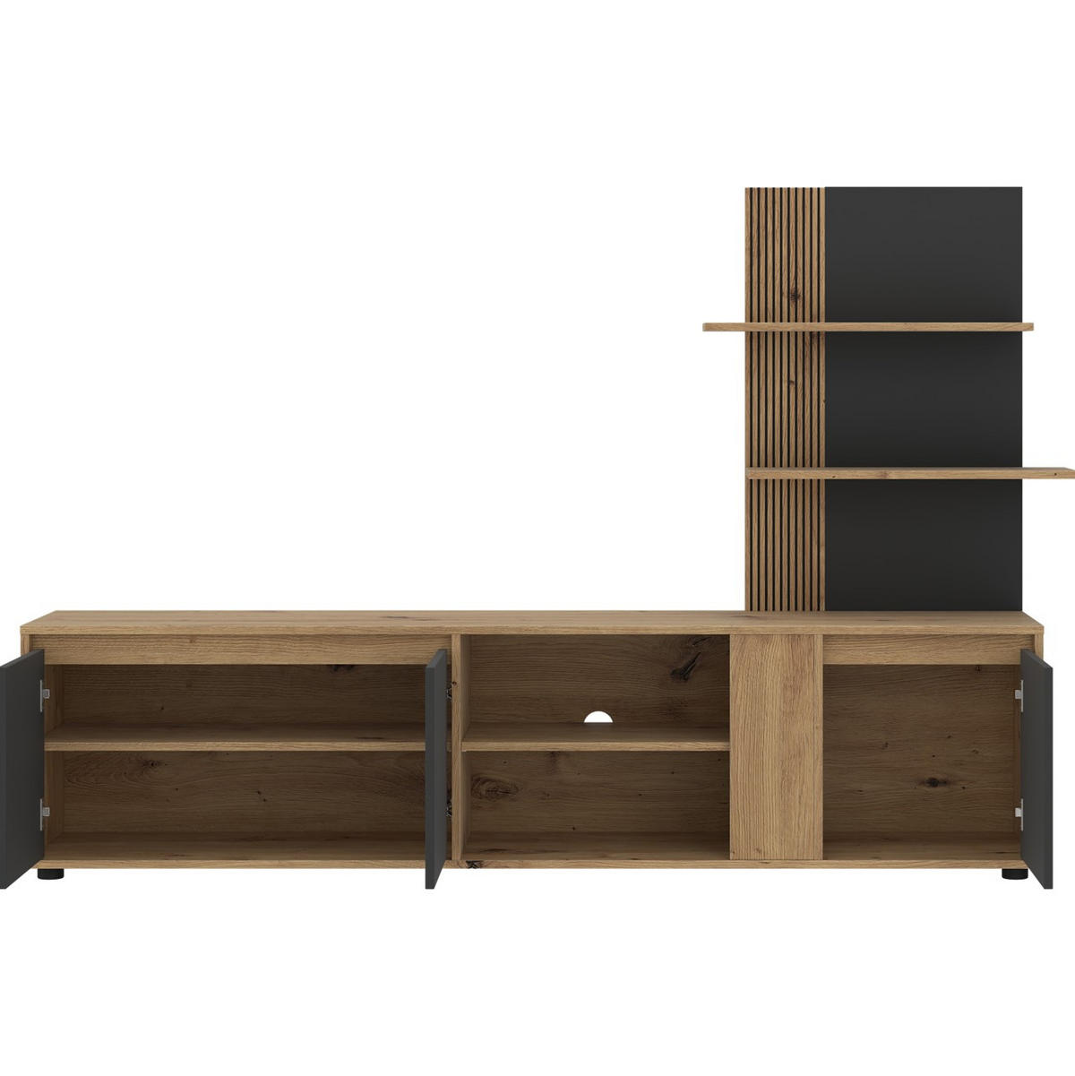 WOHNWAND 2-teilig  in Anthrazit, Eiche Artisan  202/133/40 cm  - Anthrazit/Eiche Artisan, Design, Holzwerkstoff (202/133/40cm) - Livetastic