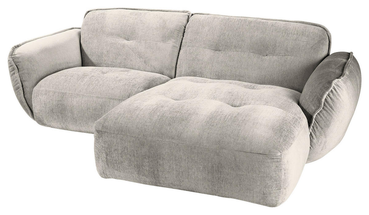ECKSOFA in Chenille Silberfarben  - Silberfarben/Schwarz, Modern, Kunststoff/Textil (269/184cm) - Trendmanufaktur