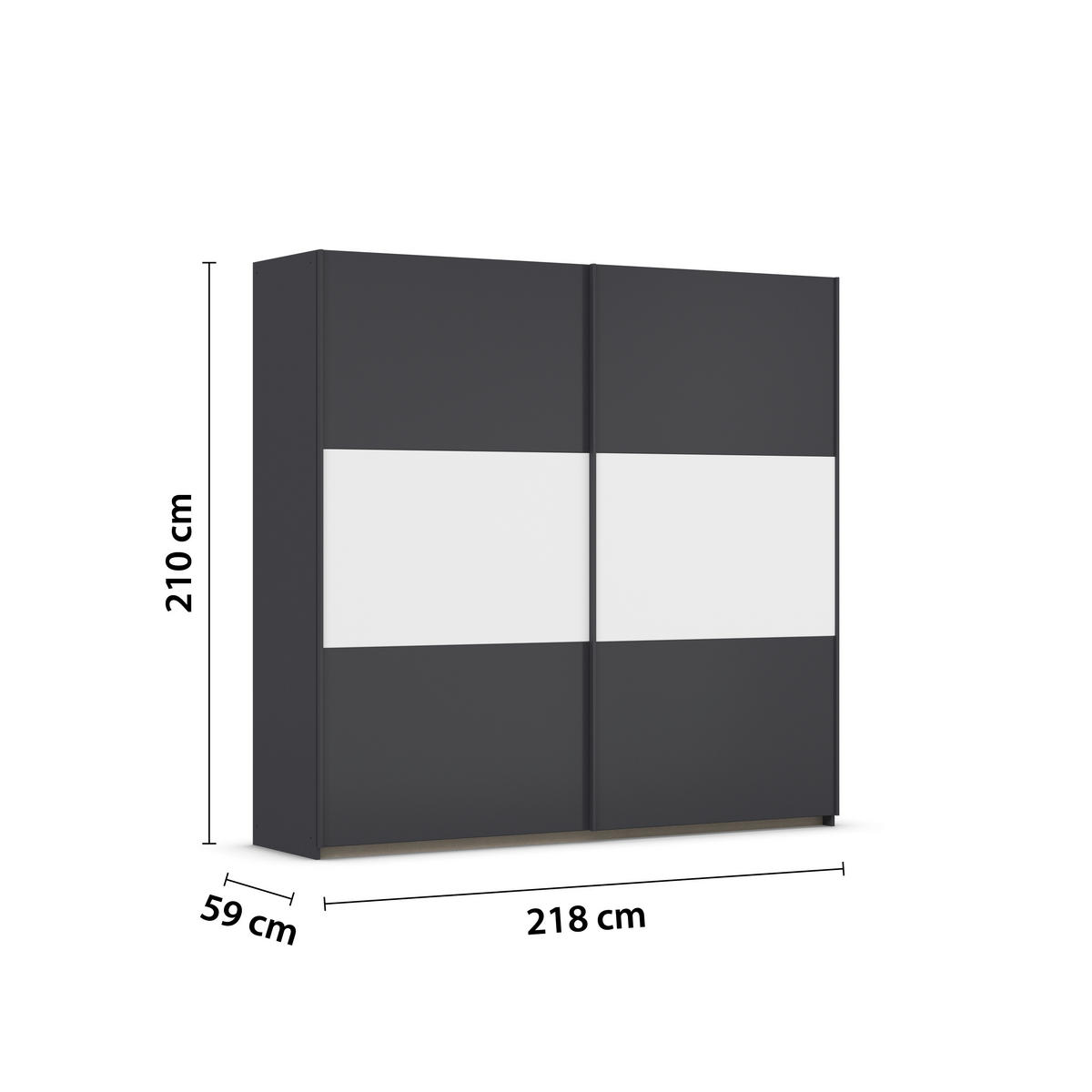 SCHWEBETÜRENSCHRANK in Grau, Weiss, Alufarben  - Weiss/Alufarben, Modern, Holzwerkstoff/Metall (218/210/59cm) - Rauch Möbel