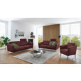 2-SITZER-SOFA  in Echtleder Bordeaux   - Eichefarben/Bordeaux, Natur, Leder/Holz (207/86/87cm) - Valnatura