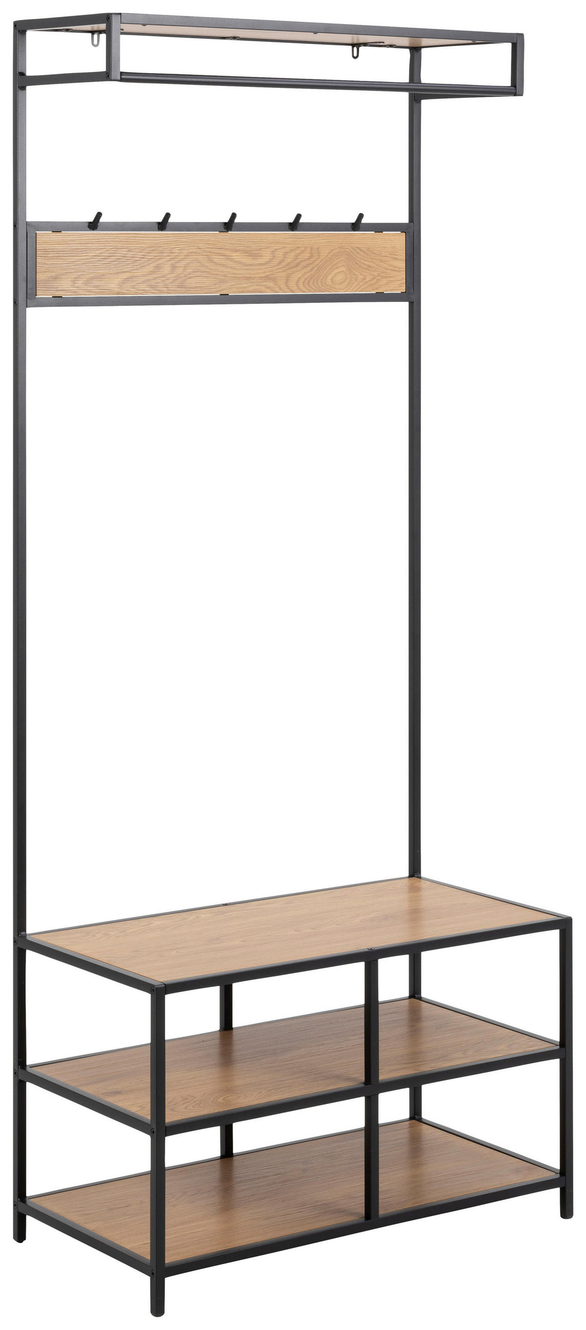 Garderobe Seaford Schwarz/ Wildeiche Dekor/Metall B: 77cm