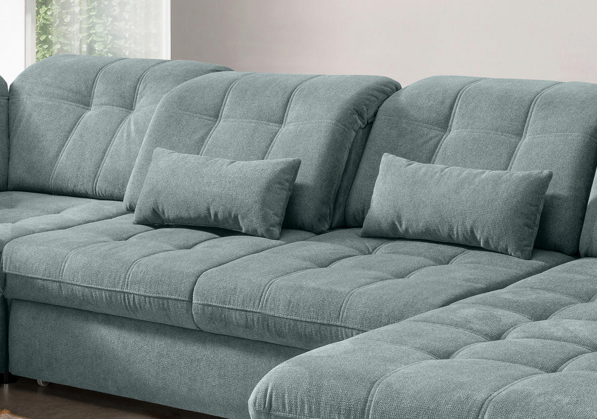 WOHNLANDSCHAFT in Chenille Blau  - Blau/Schwarz, Modern, Textil/Metall (252/387/184cm) - Livetastic