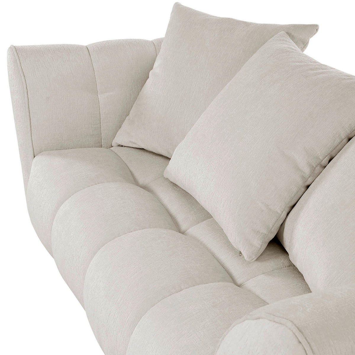 2-SITZER-SOFA Chenille Creme  - Creme/Naturfarben, KONVENTIONELL, Holz/Textil (185/72/95cm) - Milino