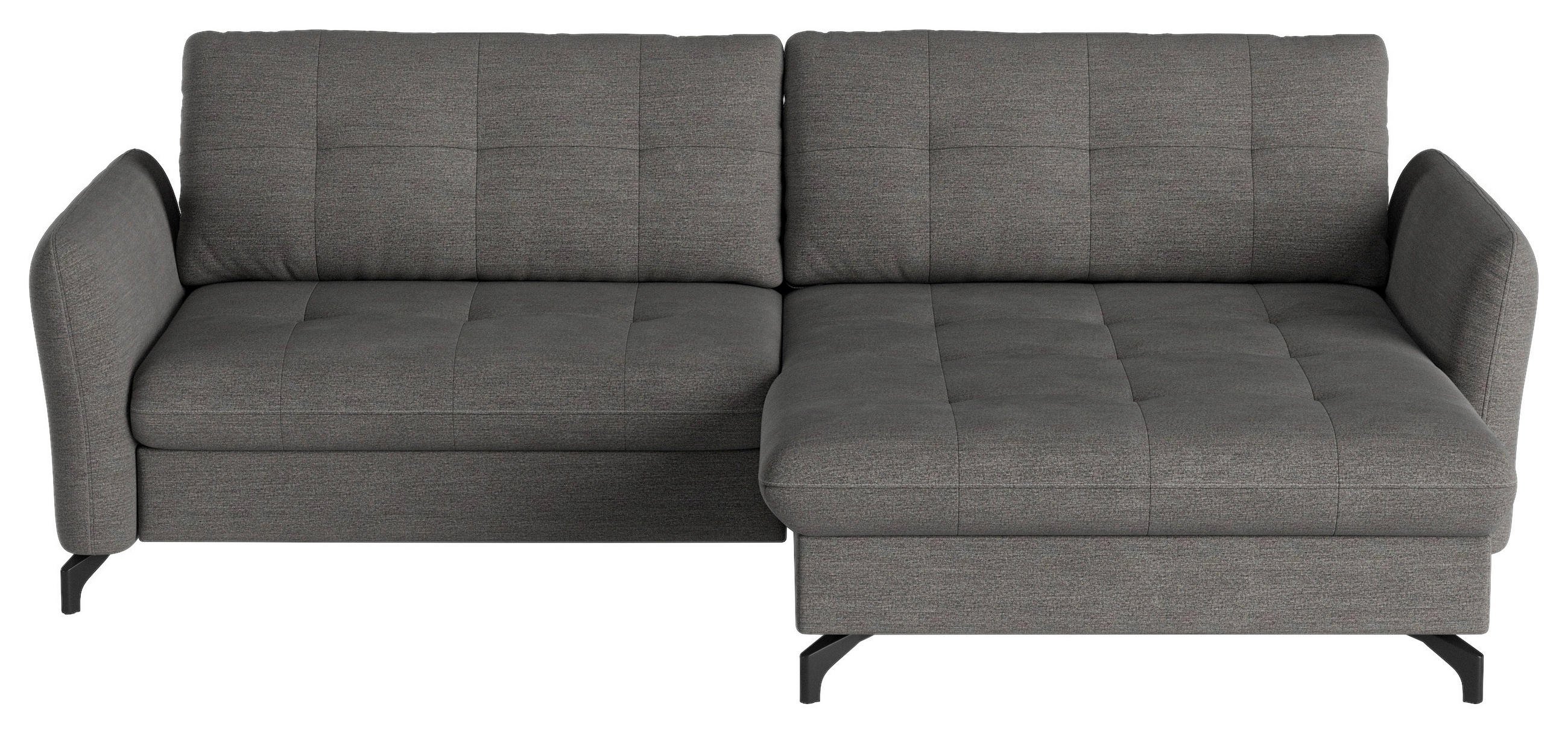 ECKSOFA in Flachgewebe, Leinenoptik Dunkelgrau  - Dunkelgrau/Schwarz, Design, Textil/Metall (242/170cm) - Xora