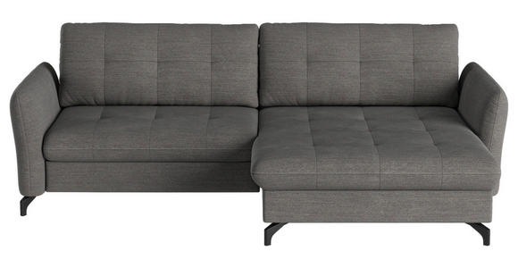 ECKSOFA in Flachgewebe, Leinenoptik Dunkelgrau  - Dunkelgrau/Schwarz, Design, Textil/Metall (242/170cm) - Xora