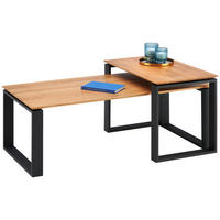 COUCHTISCHSET Metall, Holz  65-110/40/40-50 cm   - Eichefarben/Schwarz, Design, Holz/Metall (65-110/40/40-50cm) - Hom`in