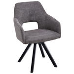 ARMLEHNSTUHL drehbar  Beinauswahl, Stoffauswahl, erweiterbar, Typenauswahl, inklusive Armlehnen, Gestellauswahl, abwischbar, Sitzfläche 180° drehbar, automatische Rückholfunktion Mikrofaser  - Anthrazit/Schwarz, Design, Holz/Textil (57/84/57cm) - Voleo