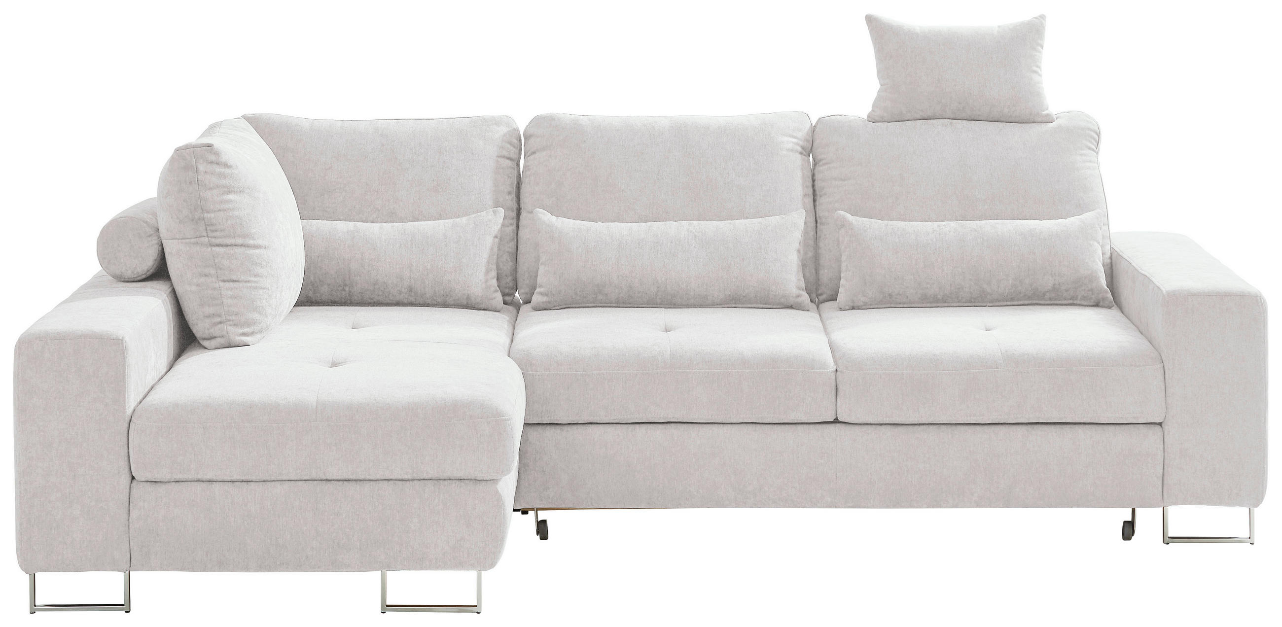 ECKSOFA in Flachgewebe Creme  - Creme, Design, Textil/Metall (188/260cm) - Hom`in