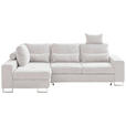 ECKSOFA in Flachgewebe Creme  188/260 cm  - Creme, Design, Textil/Metall (188/260cm) - Hom`in