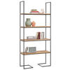 REGAL Eiche massiv Schwarz, Eichefarben  - Eichefarben/Schwarz, Natur, Holz/Metall (90/200/35cm) - SetOne by Musterring