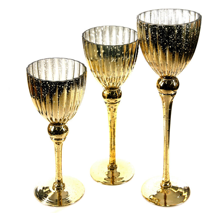 WINDLICHT  - Goldfarben, Basics, Glas (13/30cm) - X-Mas