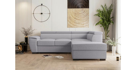 ECKSOFA  in Flachgewebe Grau  - Schwarz/Grau, KONVENTIONELL, Kunststoff/Textil (266/220cm) - Carryhome
