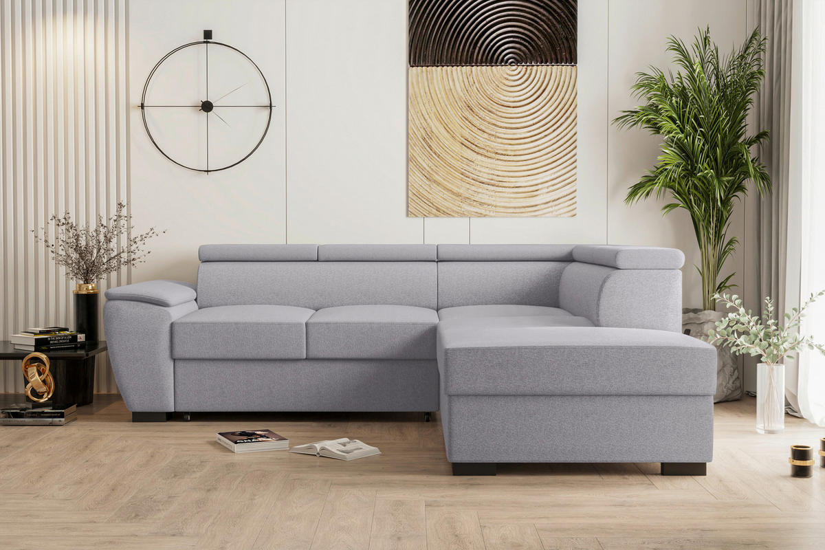 ECKSOFA Grau Flachgewebe  - Schwarz/Grau, KONVENTIONELL, Kunststoff/Textil (266/220cm) - Carryhome