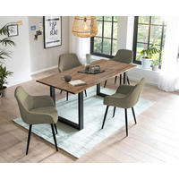 TISCHGRUPPE Grün, Walnussfarben  - Walnussfarben/Grün, MODERN, Holz/Textil (180/90/75cm) - Livetastic