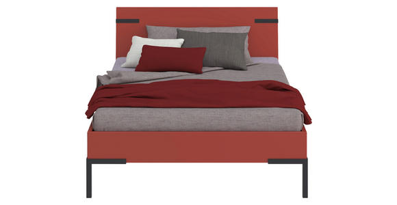 BETT 120/200 cm,  in Koralle,  - Koralle/Schwarz, Design, Metall (120/200cm) - Xora