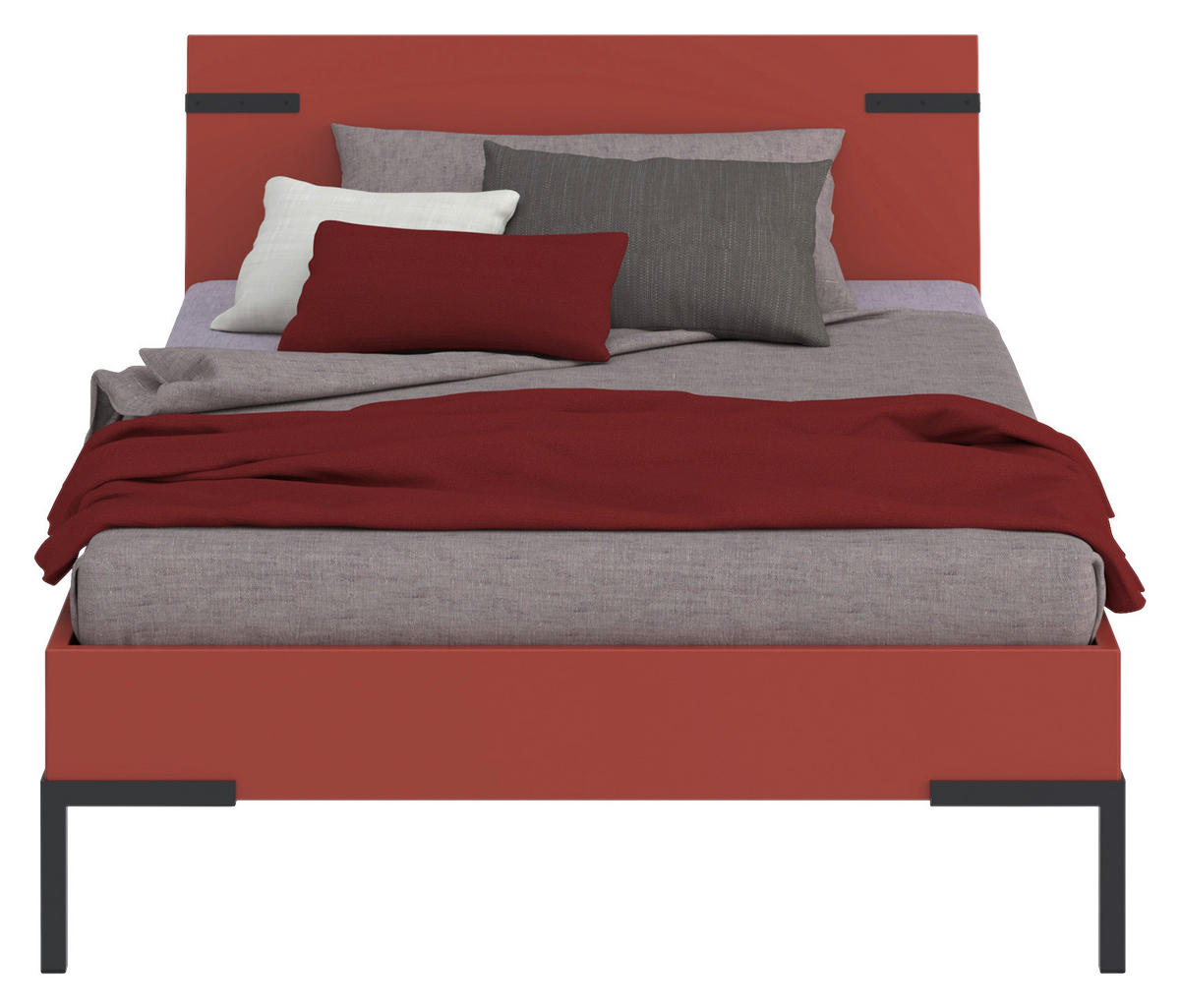 BETT 120/200 cm,  in Koralle,  - Koralle/Schwarz, Design, Metall (120/200cm) - Xora