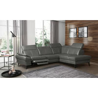 ECKSOFA  in Lederlook Echtleder Anthrazit  264/211 cm  - Anthrazit/Schwarz, Design, Leder/Textil (264/211cm) - Livetastic