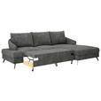 ECKSOFA in Webstoff Schwarz  - Schwarz, KONVENTIONELL, Textil/Metall (293/183cm) - Carryhome