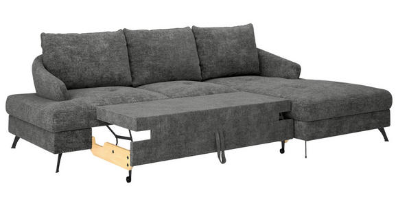 ECKSOFA in Webstoff Schwarz  - Schwarz, KONVENTIONELL, Textil/Metall (293/183cm) - Carryhome