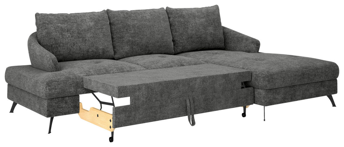 ECKSOFA in Webstoff Schwarz  - Schwarz, Konventionell, Textil/Metall (293/183cm) - Carryhome