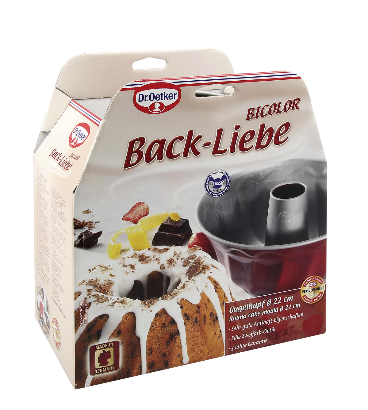 GUGELHUPFFORM  - Rot/Grau, Basics, Metall (22/11,5cm) - Dr.Oetker