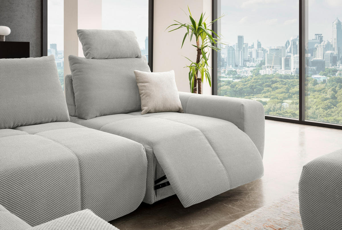 ECKSOFA in Velours Greige  - Greige/Schwarz, Design, Kunststoff/Textil (236/326cm) - Xora