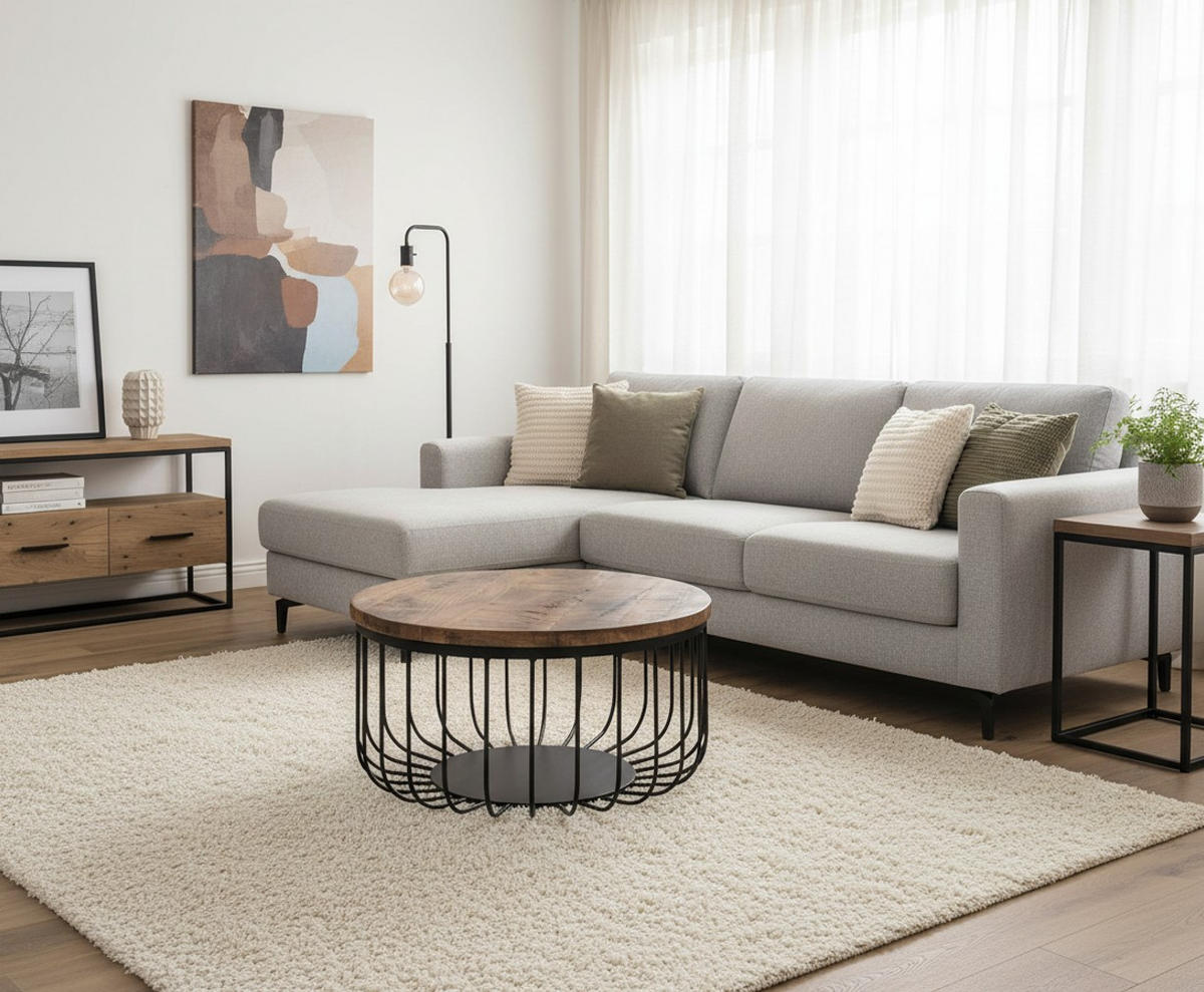 KONFERENČNÝ STOLÍK, prírodná farba, čierna, drevo, kov, 58/33/58 cm - čierna/prírodná farba, Design, kov/drevo (58/33/58cm) - Livetastic