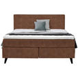 BOXSPRINGBETT 180/200 cm  in Cognac  - Cognac/Schwarz, KONVENTIONELL, Holz/Textil (180/200cm) - Voleo