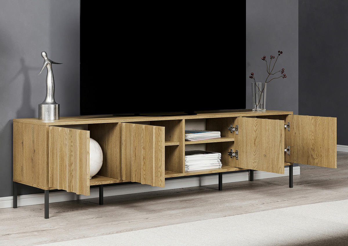 LOWBOARD  180/50/40 cm   - Eichefarben/Schwarz, Design, Holz/Metall (180/50/40cm) - MID.YOU