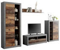 WOHNWAND  304/189/40 cm  in Anthrazit, Braun  - Anthrazit/Schwarz, Trend, Glas/Holzwerkstoff (304/189/40cm) - Ti'me
