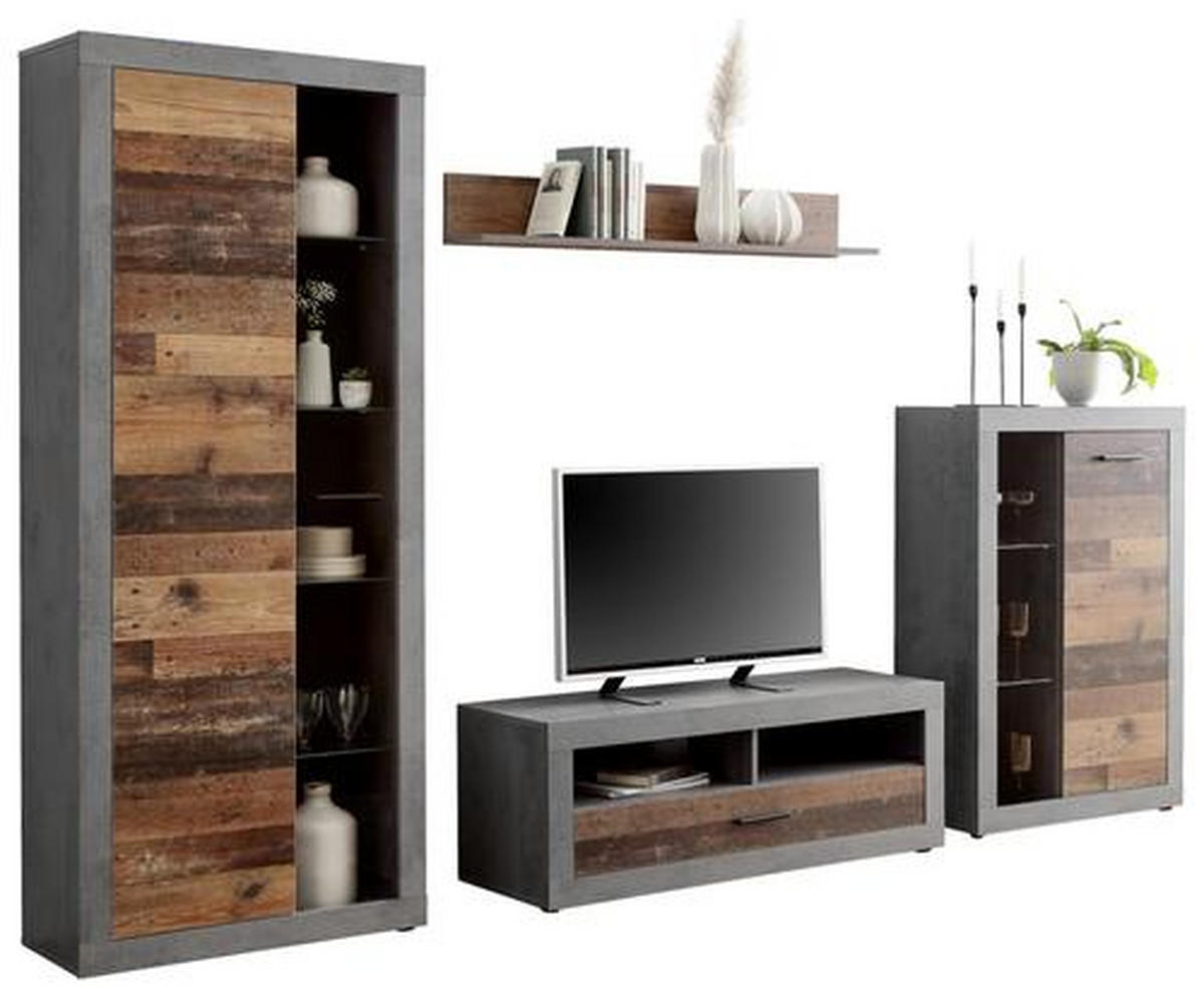 REGAL ZA DNEVNI BORAVAK antracit, braon   - braon/crna, Trendi, staklo/pločasti materijal (304/189/40cm) - Ti'me