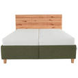 POLSTERBETT Matratze, Lattenrost, Bettkasten Buchefarben, Olivgrün 200/200 cm  - Buchefarben/Weiß, Design, Holz/Textil (200/200cm) - Valnatura