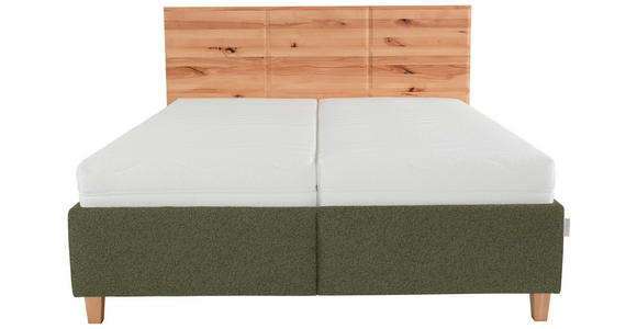 POLSTERBETT Matratze, Lattenrost, Bettkasten Buchefarben, Olivgrün 200/200 cm - Buchefarben/Weiß, Design, Holz/Textil (200/200cm) - Valnatura