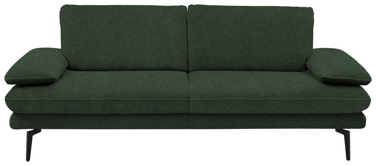 3-SITZER-SOFA in Velours Olivgrün  - Beige/Schwarz, Design, Textil/Metall (222/89/104cm) - Dieter Knoll