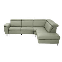 ECKSOFA in Echtleder Grün  - Alufarben/Grün, Design, Leder/Metall (271/239cm) - Cantus