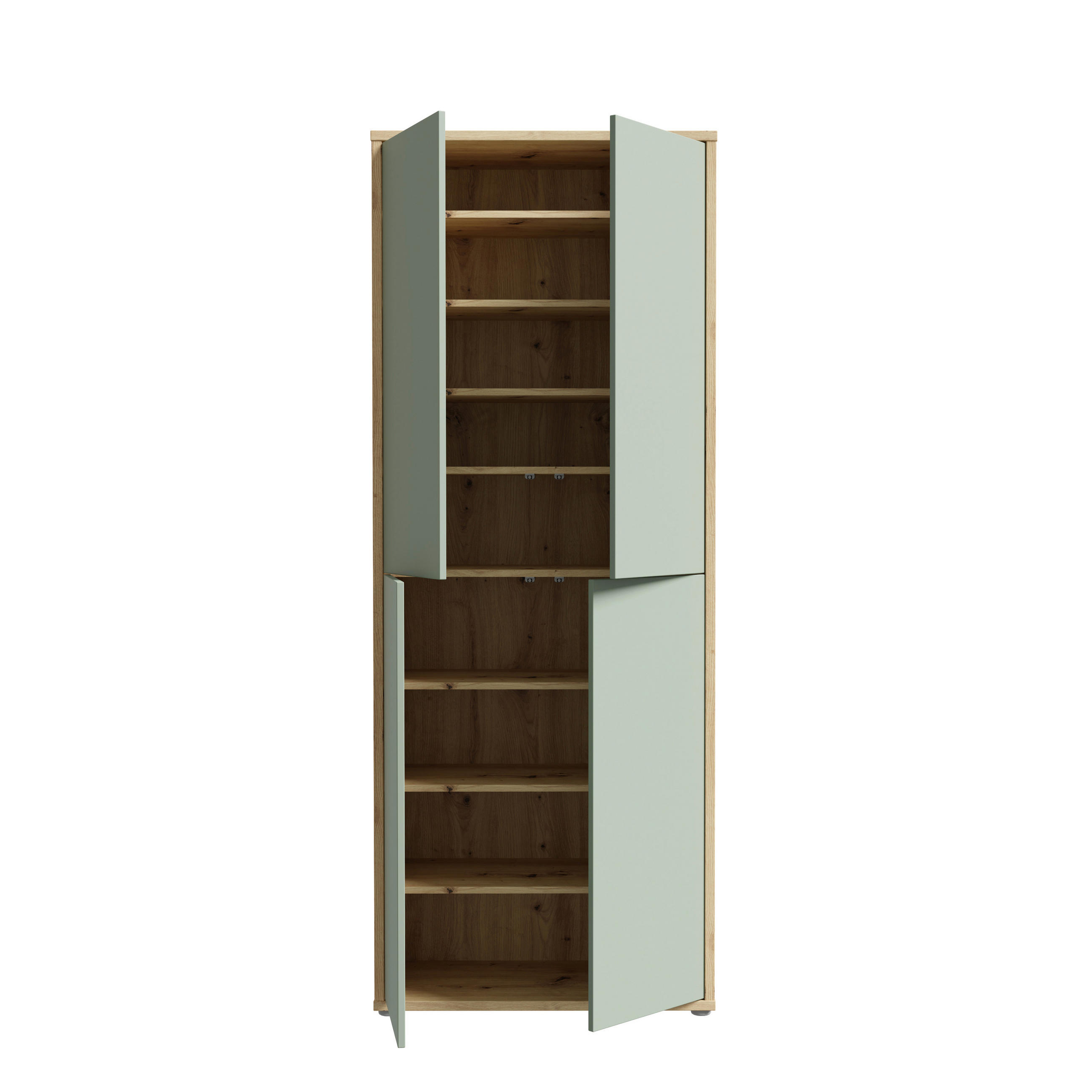 SCHUHSCHRANK Salbeigrün, Eiche Artisan  - Salbeigrün/Eiche Artisan, MODERN, Holzwerkstoff/Kunststoff (74,5/191,9/34,9cm) - Xora