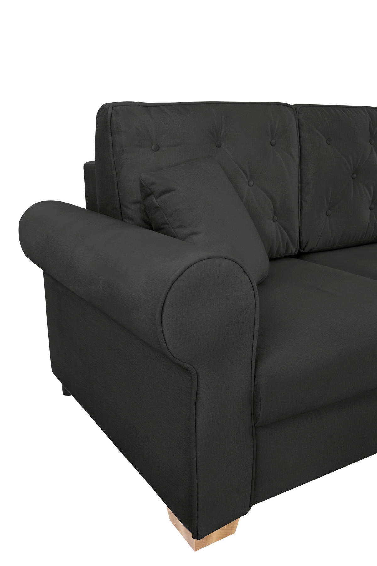 SCHLAFSOFA  mit Bettkasten erhältlich, Liegefunktion, Rücken echt, Armteil links, Armteil rechts Schwarz  - Buchefarben/Schwarz, Design, Holz/Textil (240/94/98cm) - MID.YOU
