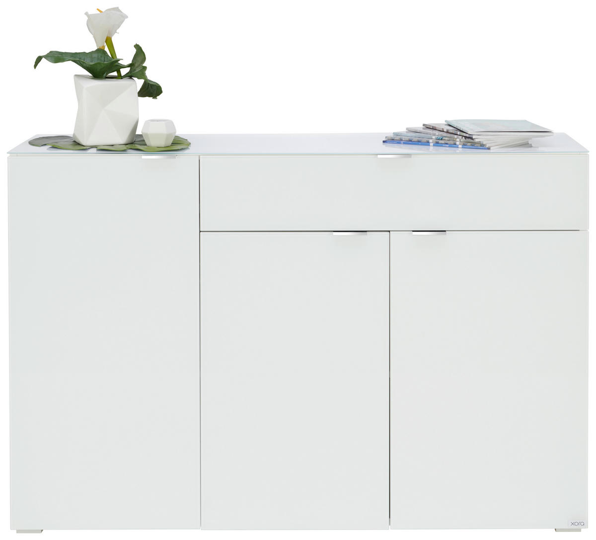 KOMMODE  in 137/92/42 cm  - Chromfarben/Weiß, Design, Glas/Holzwerkstoff (137/92/42cm) - Novel