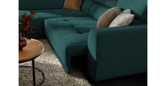 ECKSOFA in Struktur Petrol 205/284 cm - Petrol/Schwarz, Design, Kunststoff/Textil (205/284cm) - Xora