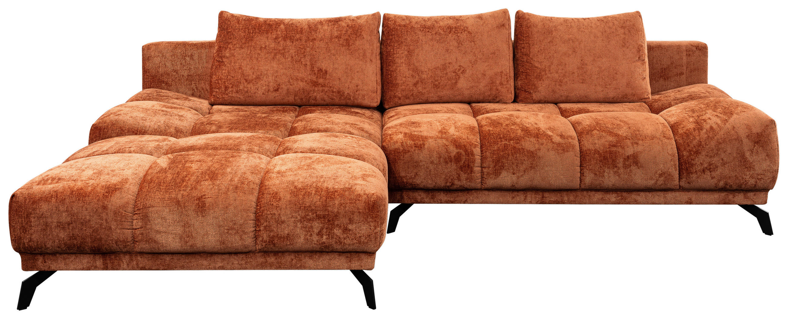 ECKSOFA Rostfarben Chenille  - Rostfarben/Schwarz, MODERN, Textil/Metall (182/290cm) - Hom`in